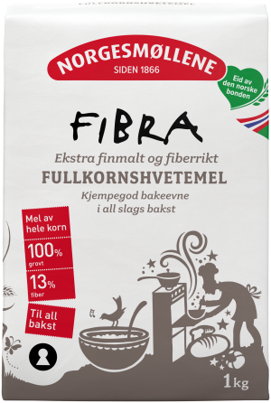 Norgesmøllene Fibra fullkornshvetemel - Front
